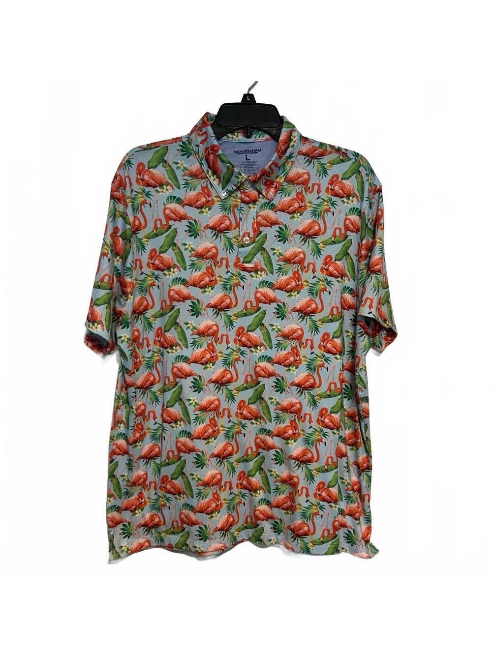 Nick Graham LOT of TWO Men’s Golf Polos | Turtles & Flamingos | Size Large
